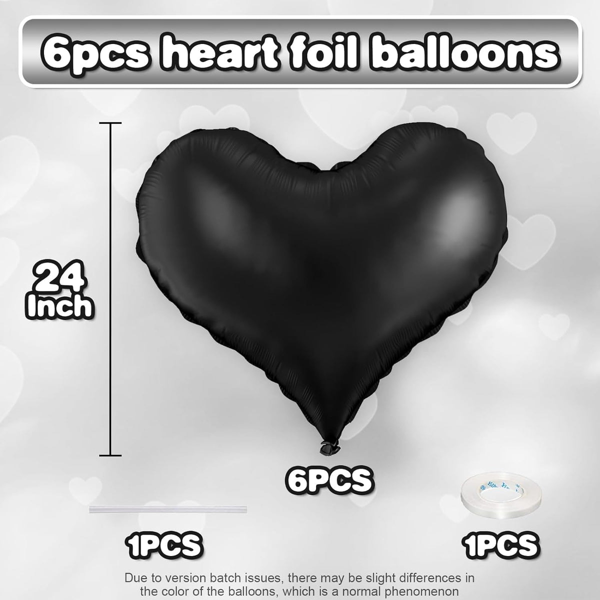 Black Heart Balloons,24Inch Large Black Heart Foil Balloons for Valentine's Day Birthday Wedding