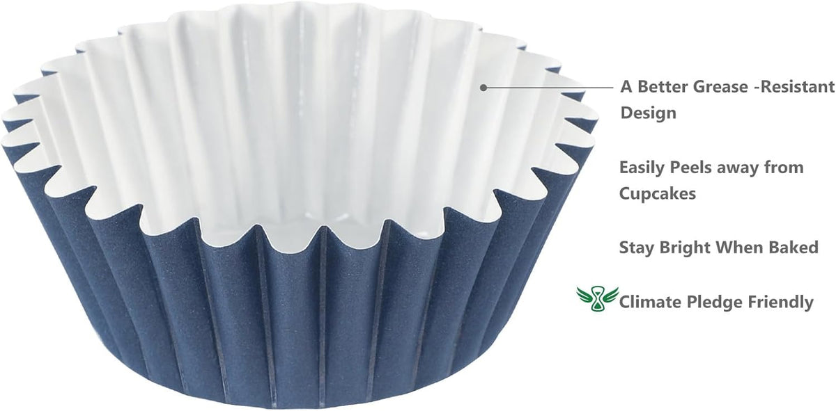 Caperci Grease-Resistant Standard Cupcake Liners 150 Counts - Heavy Duty Paper Muffin Baking Cups