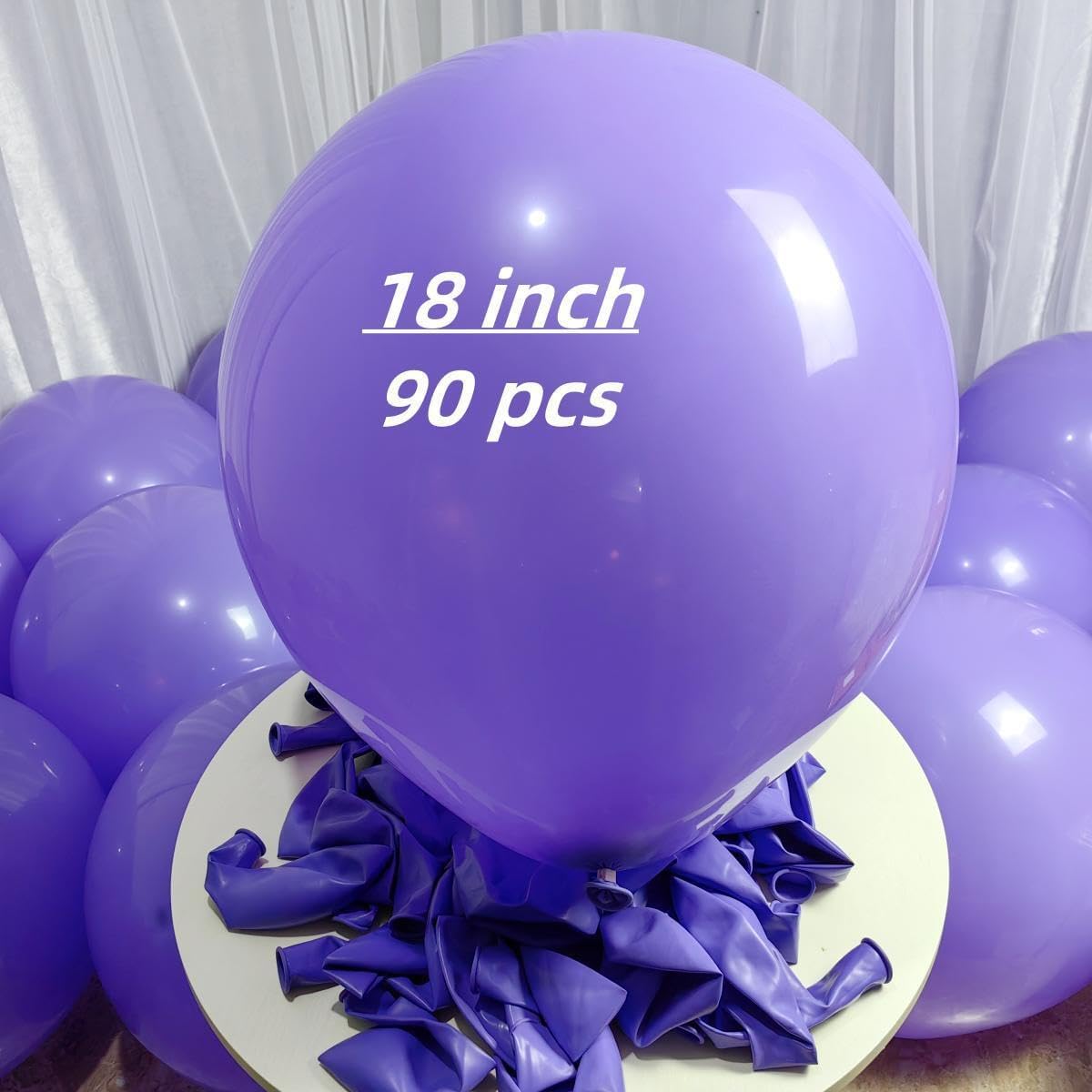 90 Pack Purple Balloons 18 inch Purple Latex Big Balloons for Party Decorations and Events