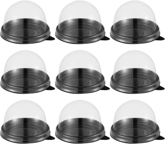 NUOBESTY Individual Cupcake Boxes 100pcs Round Plastic Transparent Dome Cupcake Boxes Egg-Yolk Puff