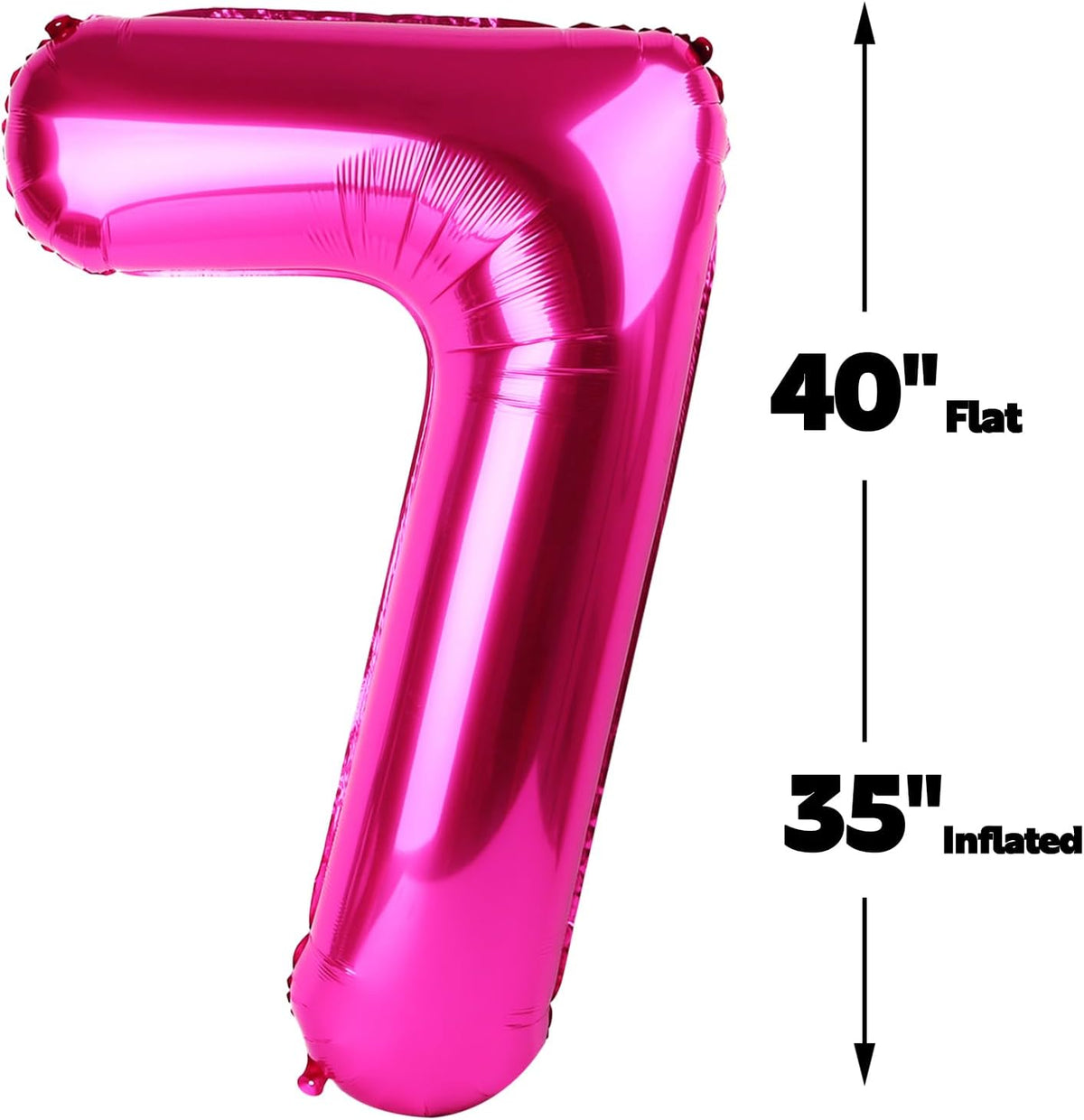 Hot Pink Number 7 Birthday Balloon 40 Inch, Digital Balloons for 7 17 27 70 77 Party Celebration