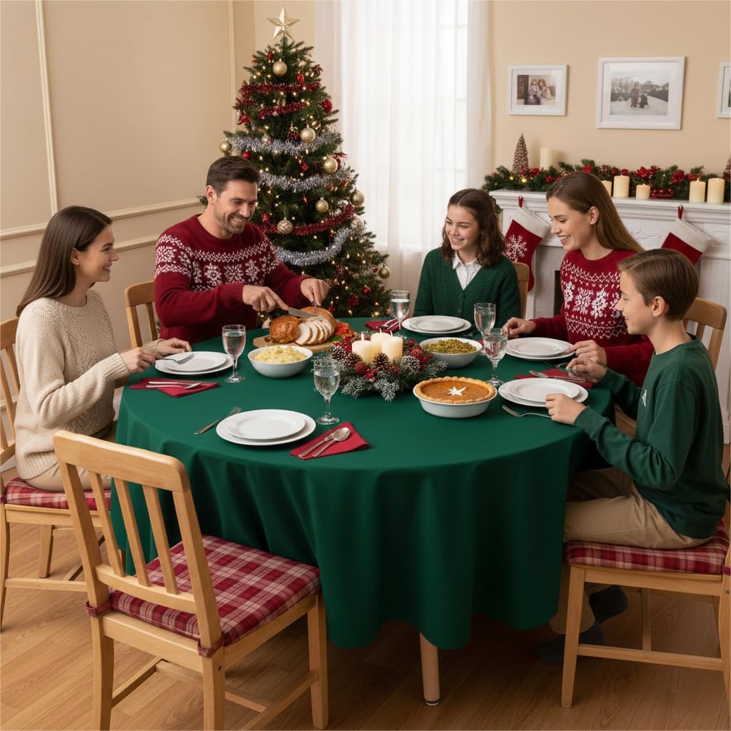 sancua Round Tablecloth - 90 Inch - Water Resistant Spill Proof Washable Polyester Table Cloth