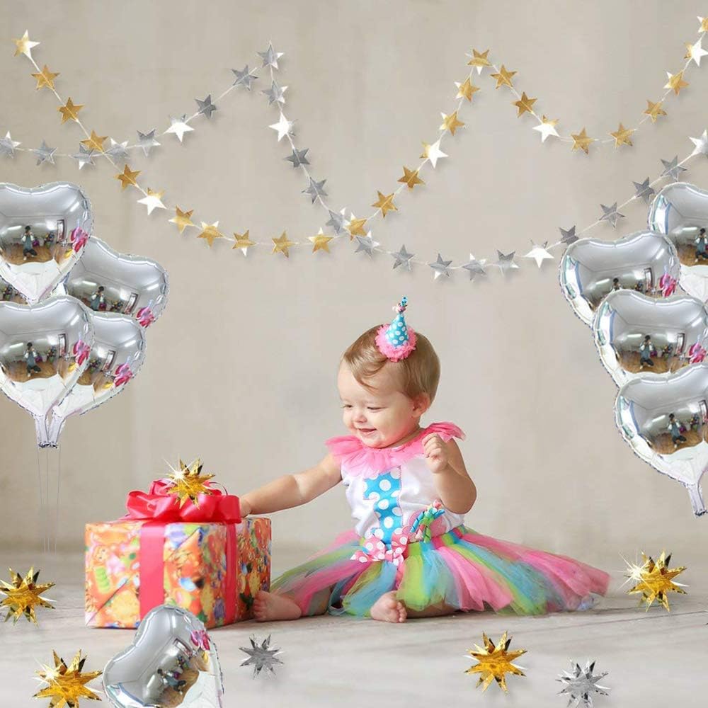 50 Pcs 10 inch Heart Shape Foil Mylar Balloons for Birthday Party Decorations, Wedding Decorations