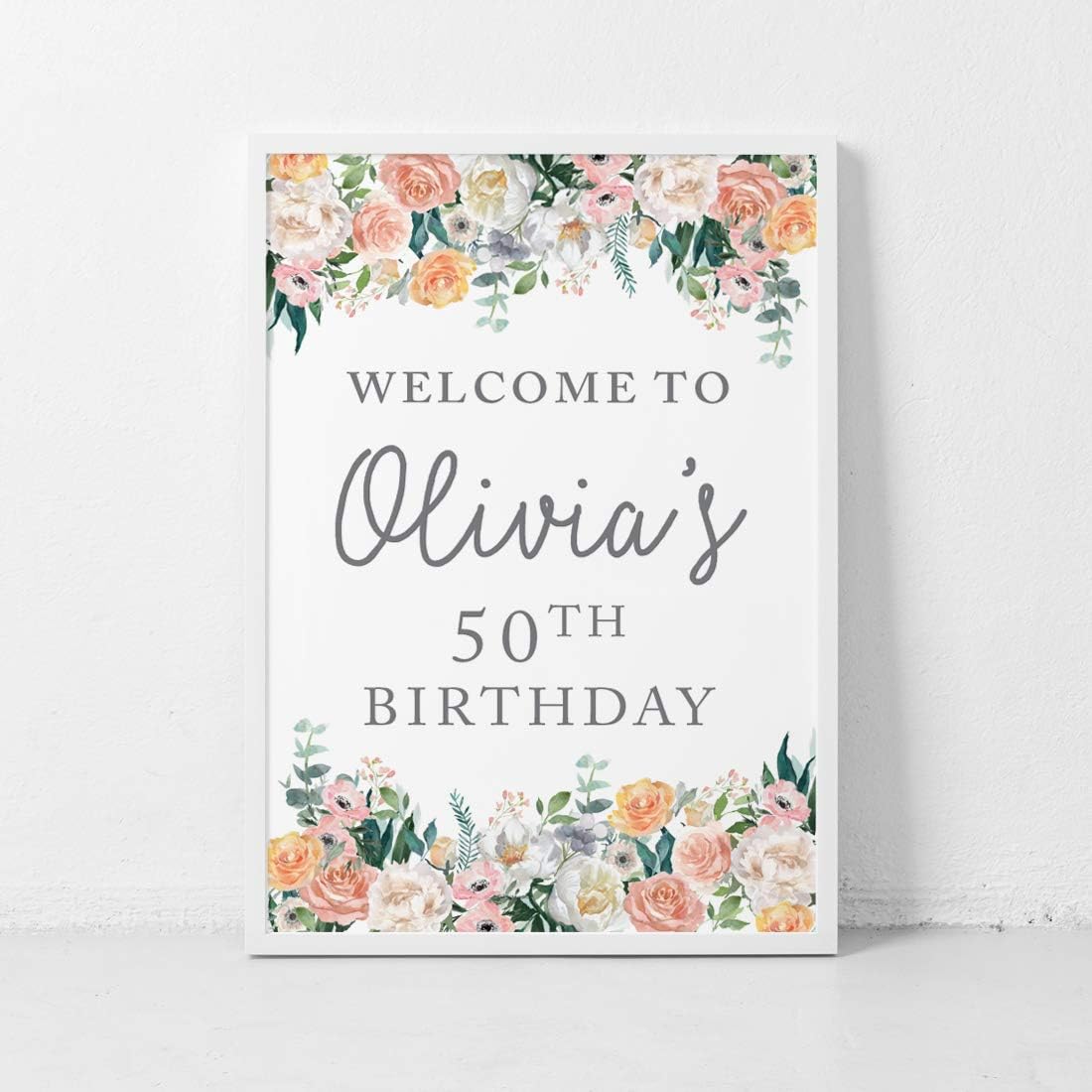 Andaz Press Personalized Extra Large Birthday Easel Board Party Sign, 12x18-inch, Peach Coral