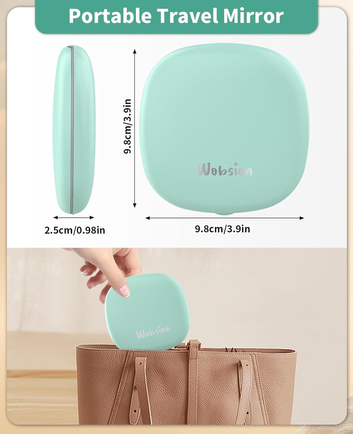 WOBSION Rechargeable Lighted Travel Makeup Mirror,1x/10x Compact Magnifying Mirror with