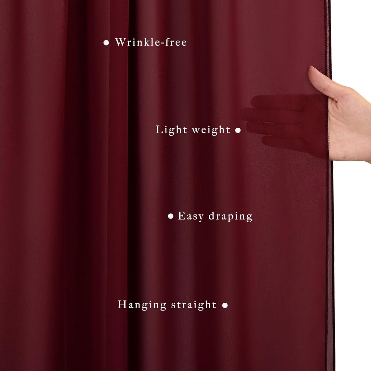 20Ft Length x 28" Width Wedding Arch Draping Fabric 2 Panels Burgundy Arch Drapes Chiffon Fabric