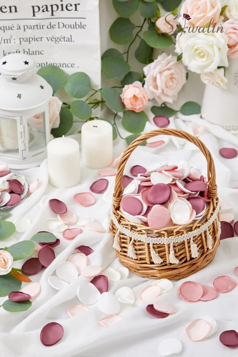 Serwalin 500Pcs Silk Pink Rose Petals Flower Petals for Weddings Proposal Peach Pink Petals for