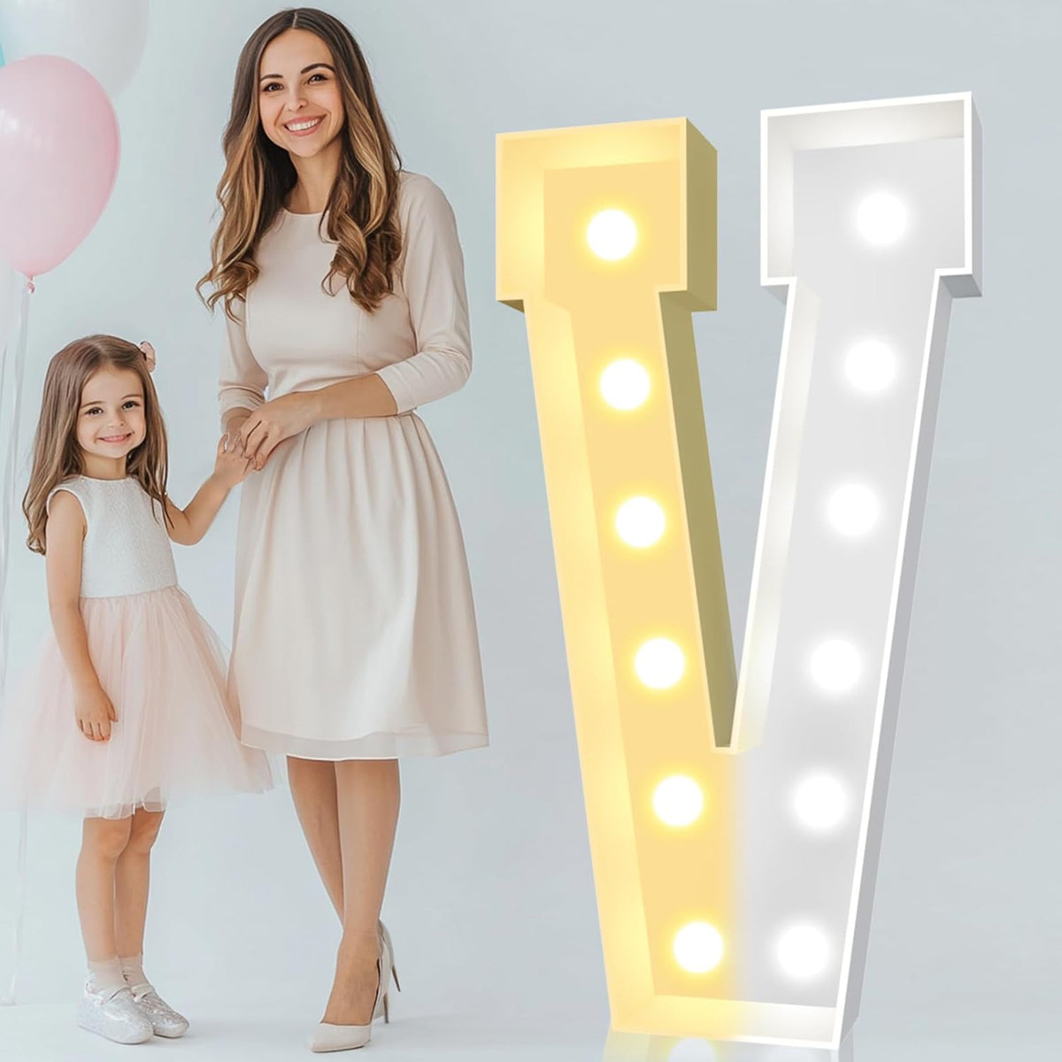 Pooqla 4 FT Marquee Light Up Letters, Cool White and Warm White Giant LED Sign Marquee Letter 4