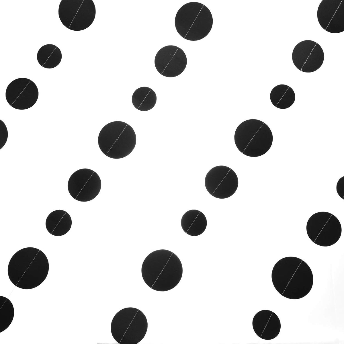 Black Paper Garland Circle Dot Party Banner Wall Streamers Backdrop Ceiling Hanging Decorations, 20