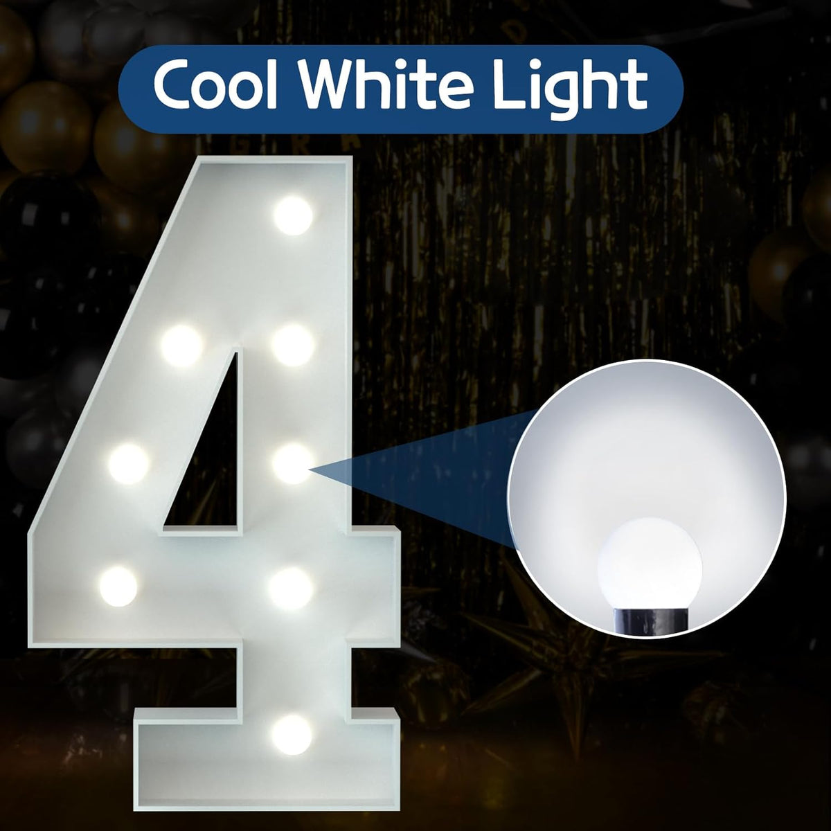 Marquee Numbers 3 Feet Tall Big Light Up Numbers 4 Year Old 14th 40th Birthday Decorations Girl Boy