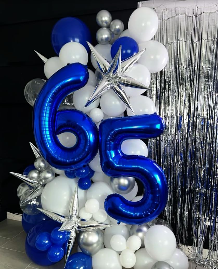 Night Blue 40 Inch Mylar Foil Number 6 Balloon, Birthday Digital Balloons for 6 16 Boy Girl Party