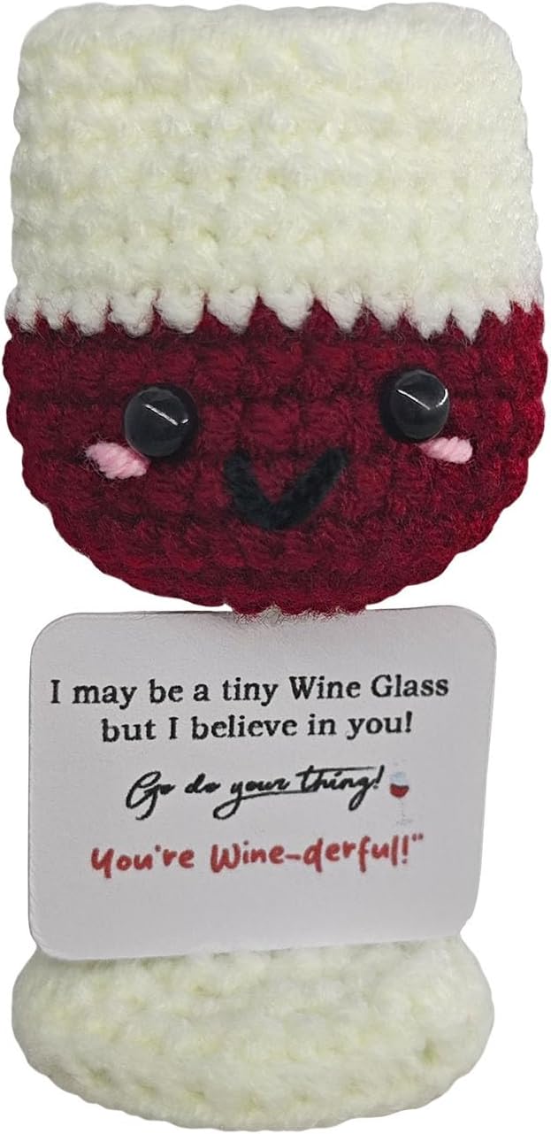 Handmade Mini Wine Glass Crochet,Birthday Gift for Wine Lovers,Funny Emotional Support Crochet