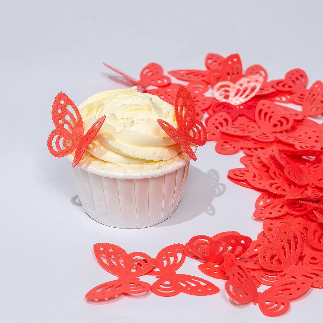 Red Edible butterflies Wafer Paper Cake Cupcake for Decorating Rice Paper Flower Food Decorations