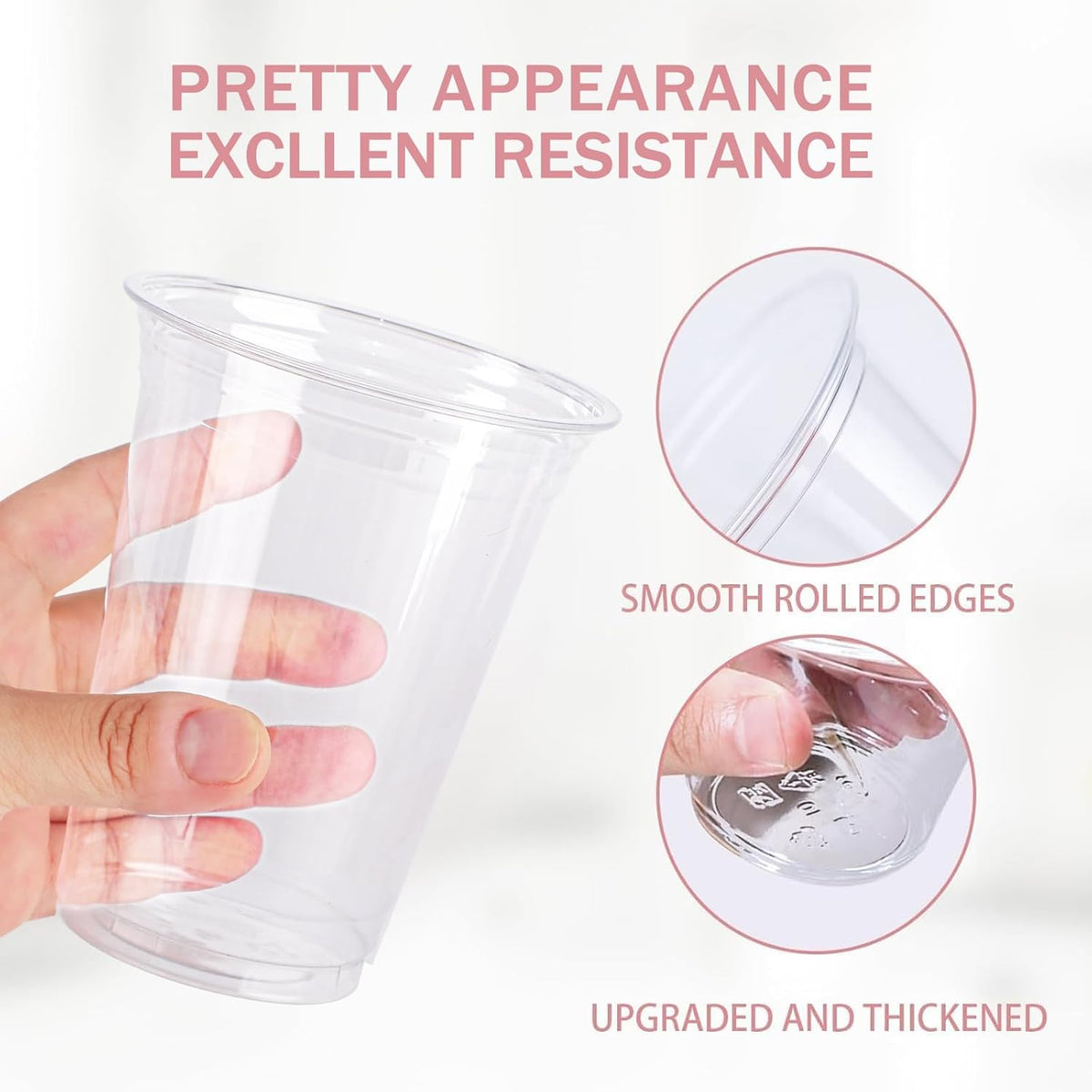 12 oz Clear Plastic Cups - 300 Count Disposable Wine Cup for Party, 12 Ounce Drinking Cups Bulk