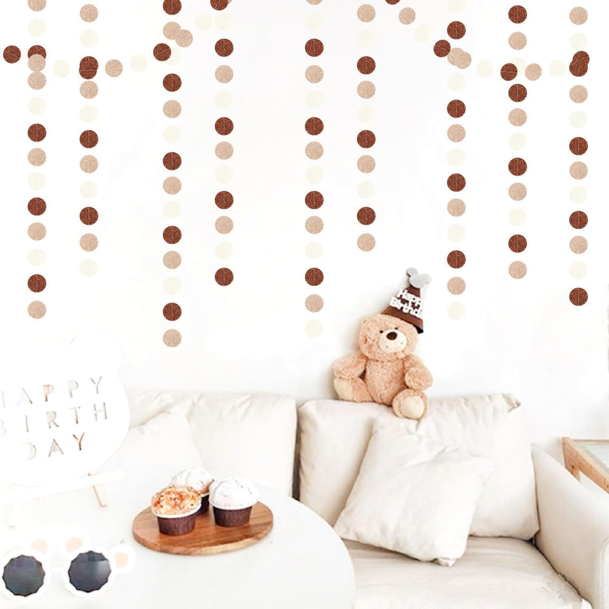 Boho Brown Champagne-Gold Party-Decorations Streamers-Garland - 52ft Fall Rustic Birthday Hanging