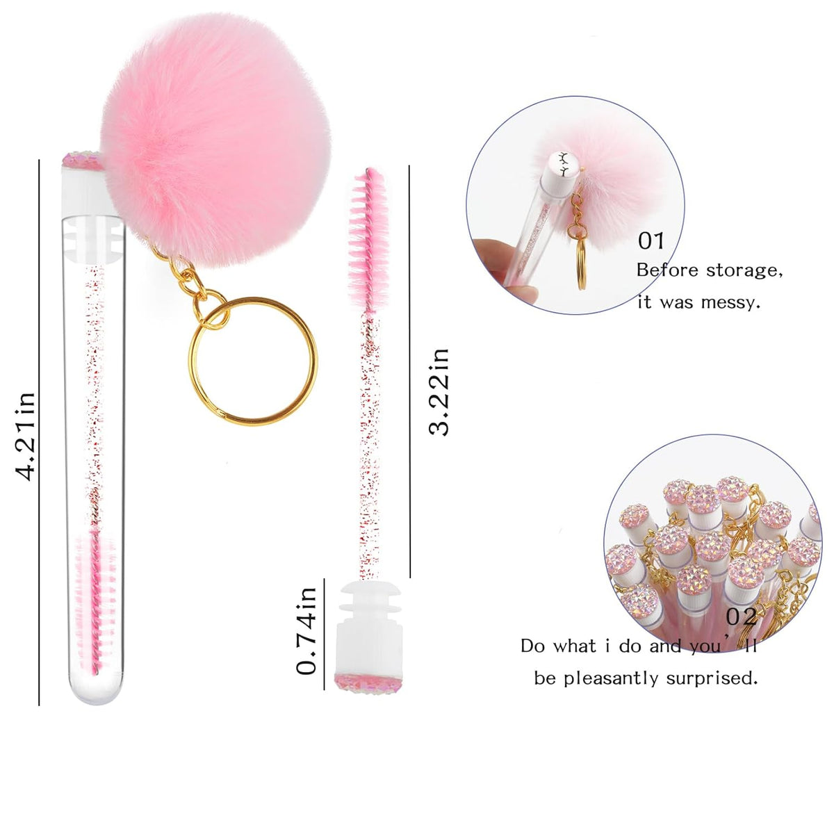 48 Pieces Disposable Mascara Wands Set,Include 24 pcs Disposable Crystal Lash Spoolies Brush and 24