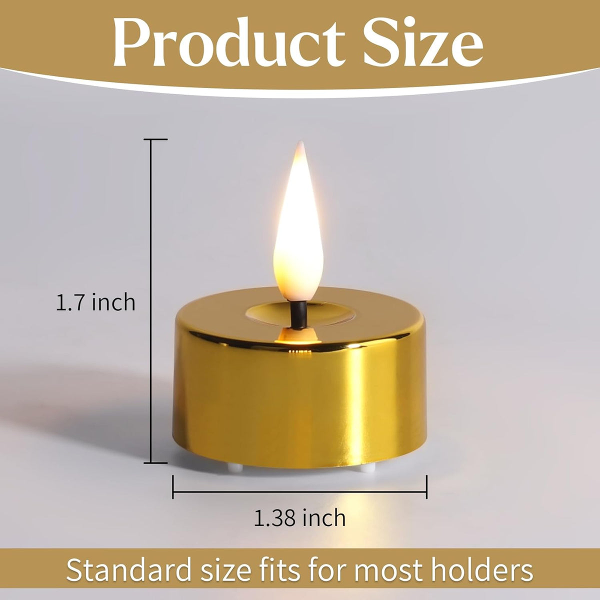 Eywamage Gold LED Tealights with Remote Batteries, Flickering Flameless Tea Lights Votive Candles