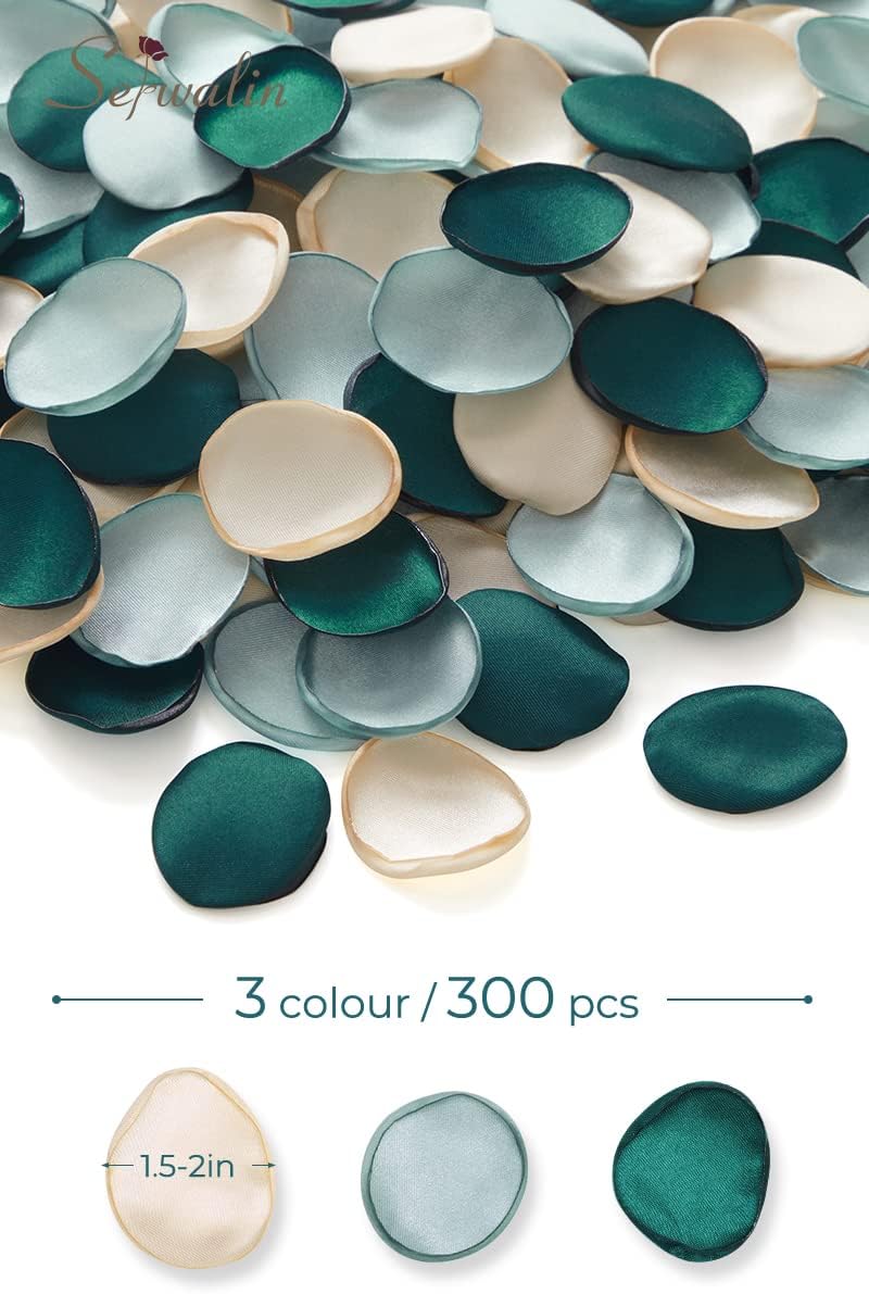 Serwalin 300Pcs Silk Rose Petals Flower Petals for Christmas Weddings Proposal Green Gold Petals