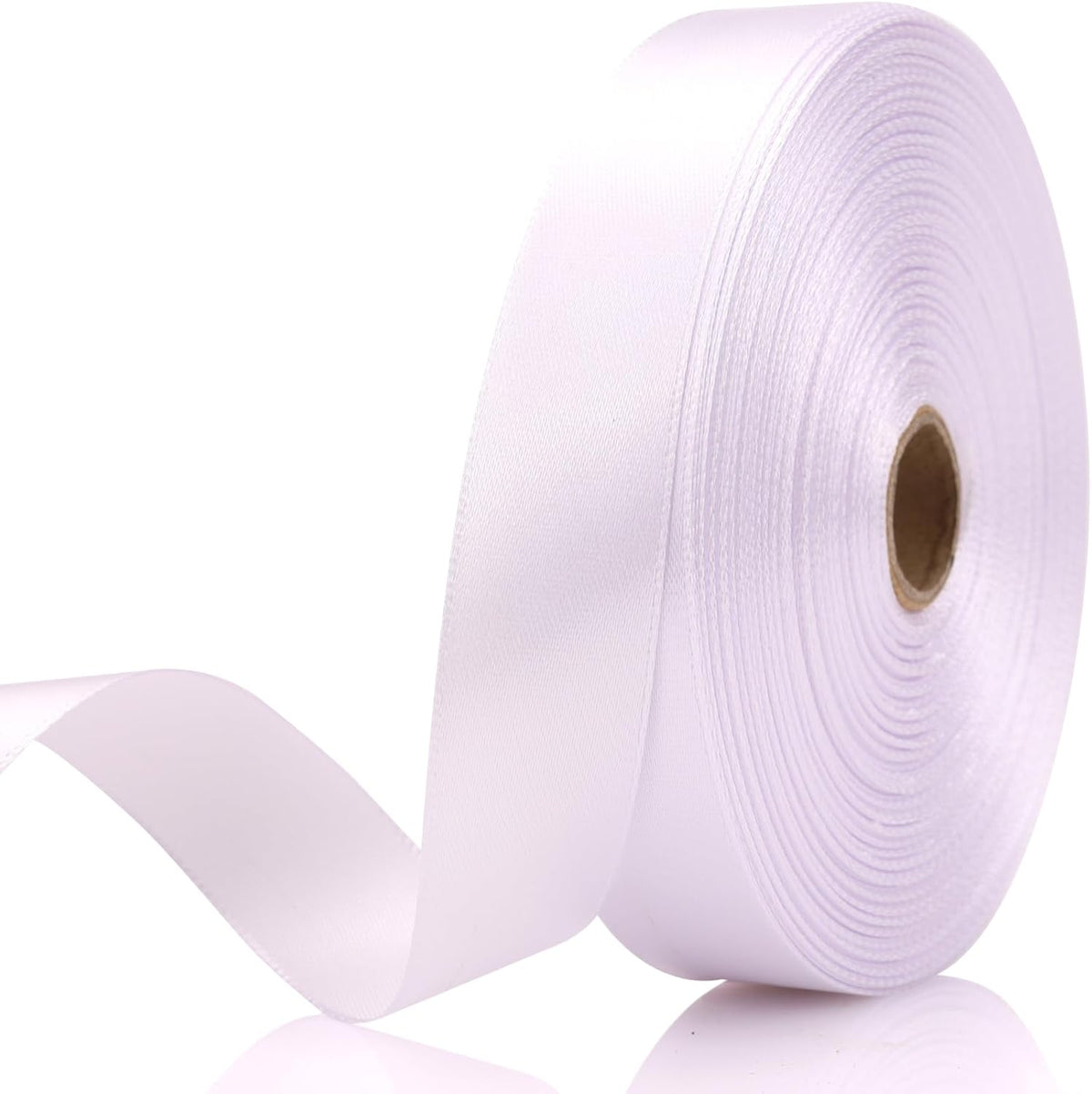 White 7/8 Inch 60 Yards Satin Craft Ribbon - Single Face Polyester Ribbon for Handmade Roses, Gift