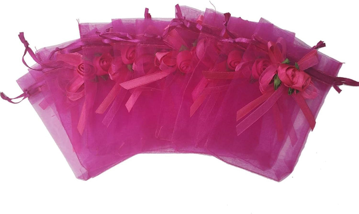 Ankirol 50pcs Sheer Organza Favor Bags For Wedding 3.8x4.8'' Gift Bags Samples Display Drawstring
