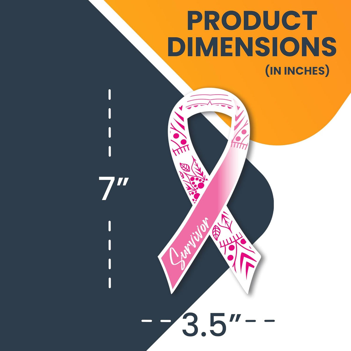 Magnet Me Up Breast Cancer Awareness Pink Mandala Survivor Ribbon Magnet Decal, 3.5x7 Inches