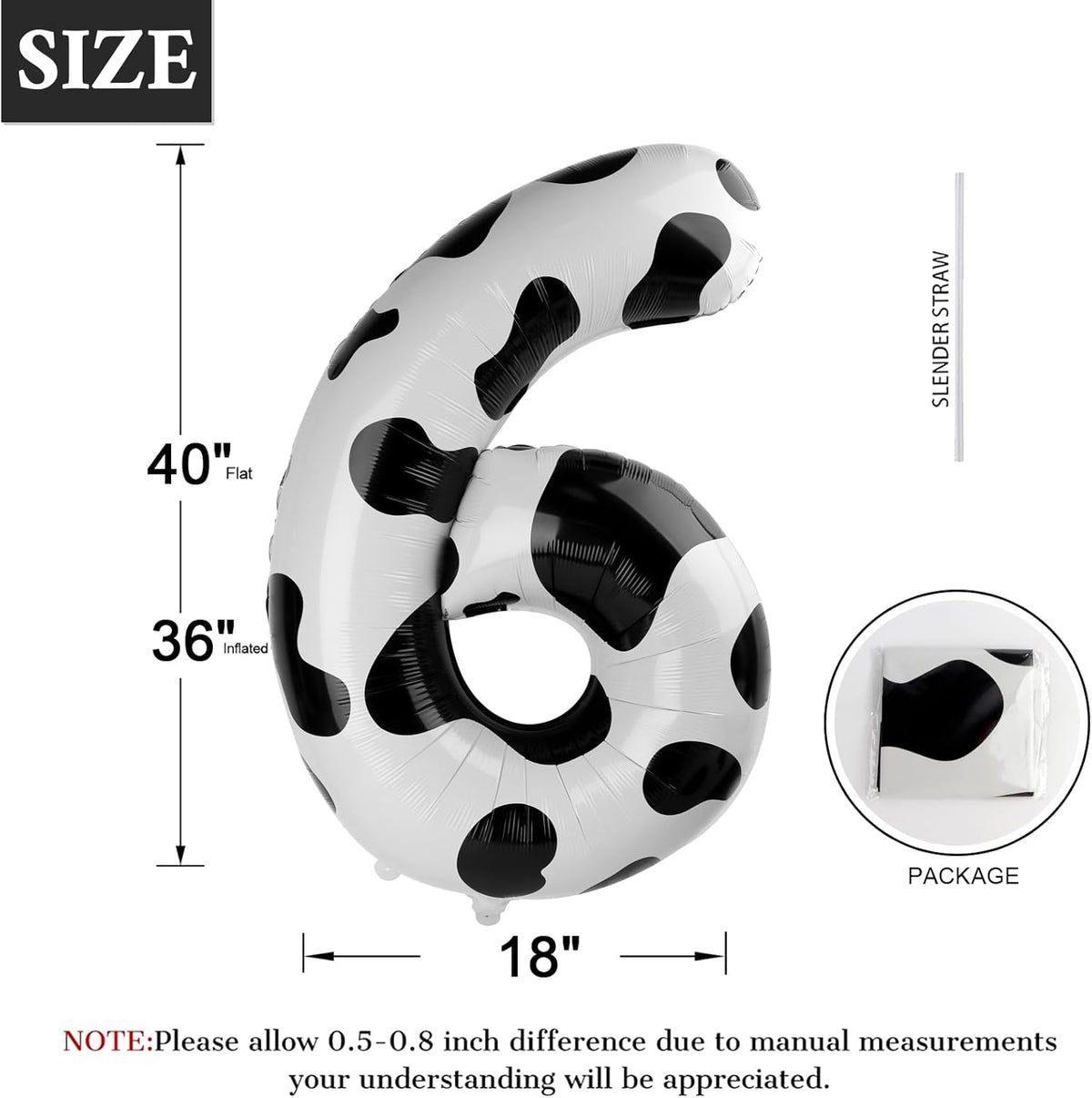 Cow Print Number Balloon Birthday Decorations, 40 inch Number balloon 0-9(Zero-Nine), Cow Balloon