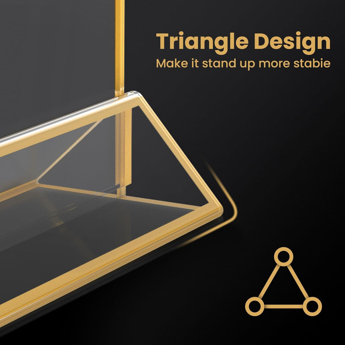 5x7 Gold Acrylic Sign Holder, 12 Pack Wedding Table Number Stands With Vertical Gold Borders
