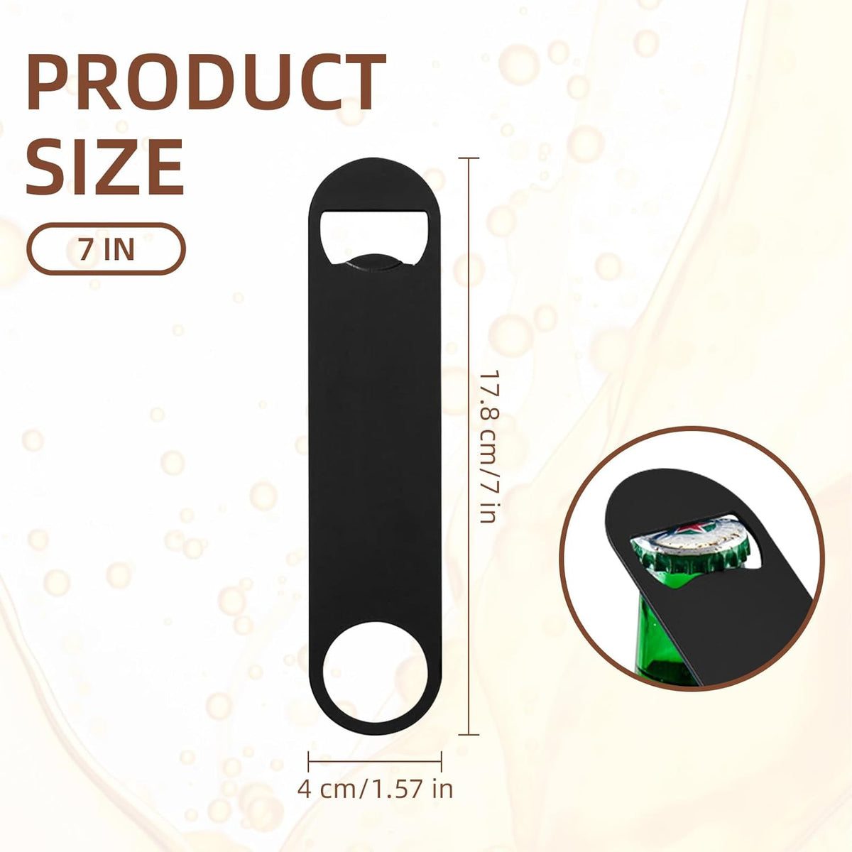 100 Pack Flat Beer Bottle Opener 7 inch Stainless Steel Flat Bottle Opener Black Beer Bottle