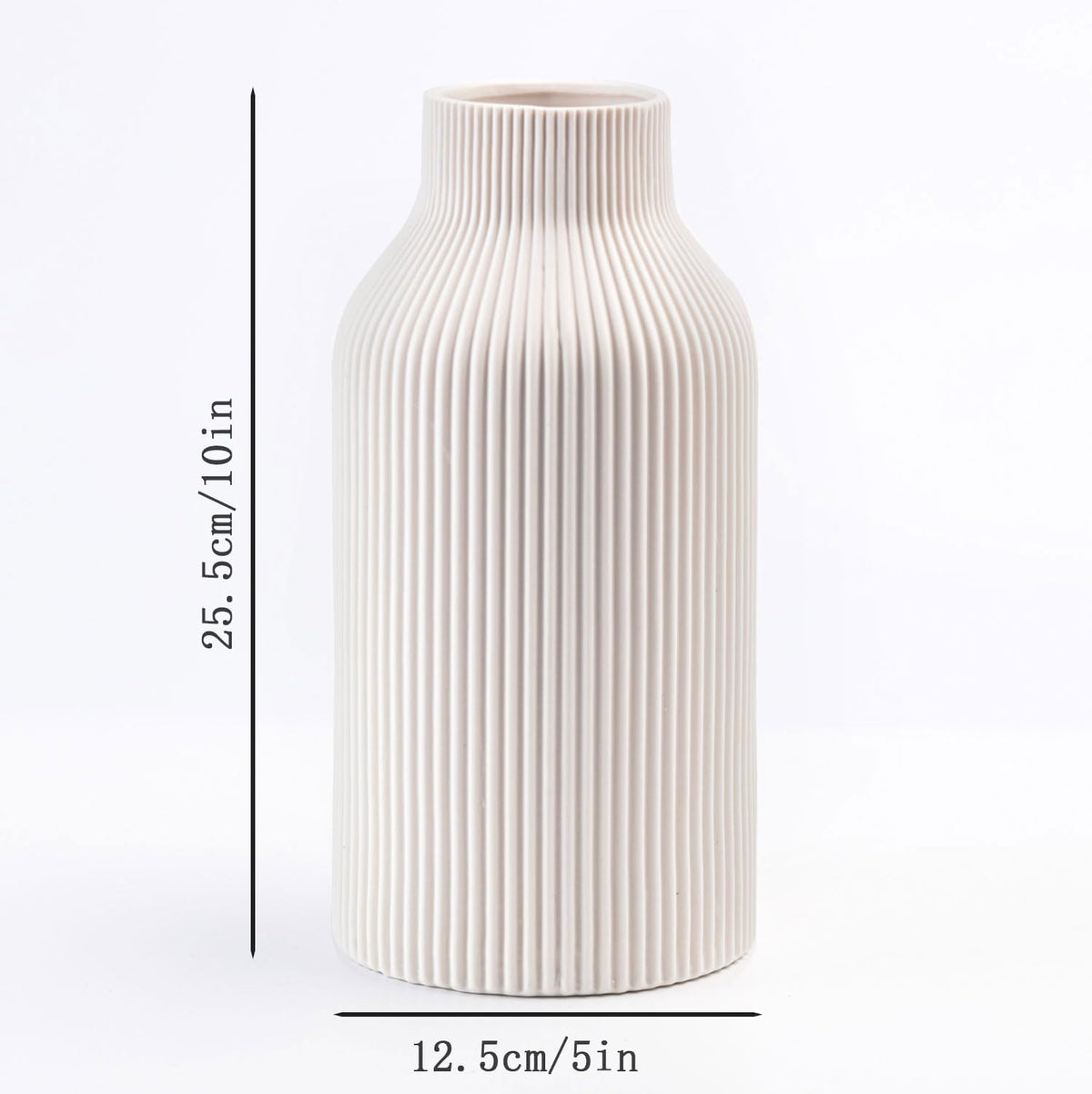 10 Inch White Ceramic Vase for Decor,Minimalist Modern Home Decorative Large Flower Vase for Pampas
