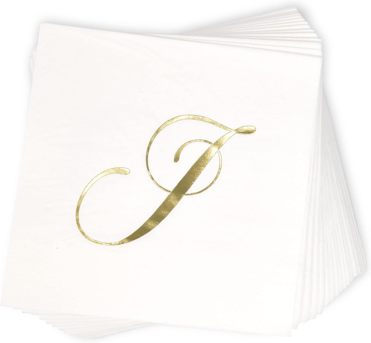 Gift Boutique 100 Gold Foil Monogram J Cocktail Napkins Disposable Paper Hand Towels for Wedding