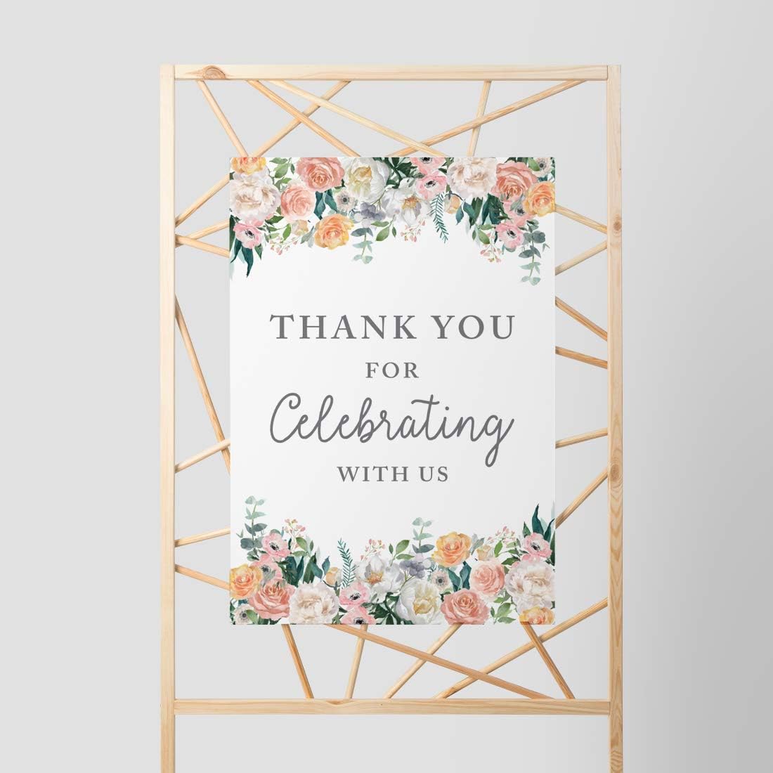 Andaz Press Extra Large Wedding Easel Board Party Sign, 12x18-inch, Peach Coral Floral Flowers
