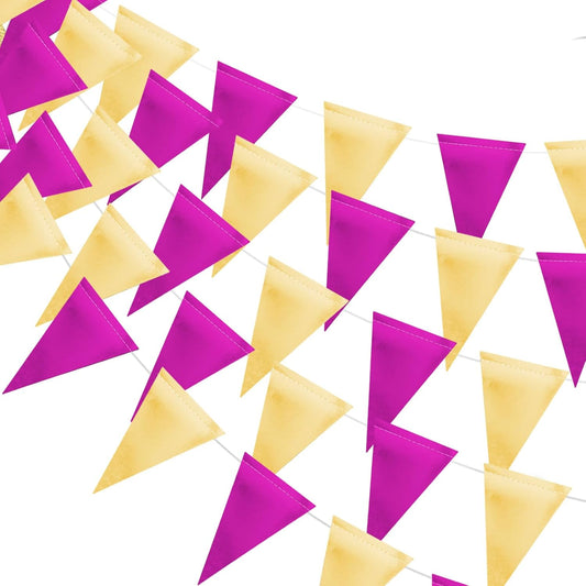 MerryNine Triangle Flag Bunting Banner, 3 Pack Vintage Style Pennant Banner for Wedding, Baby