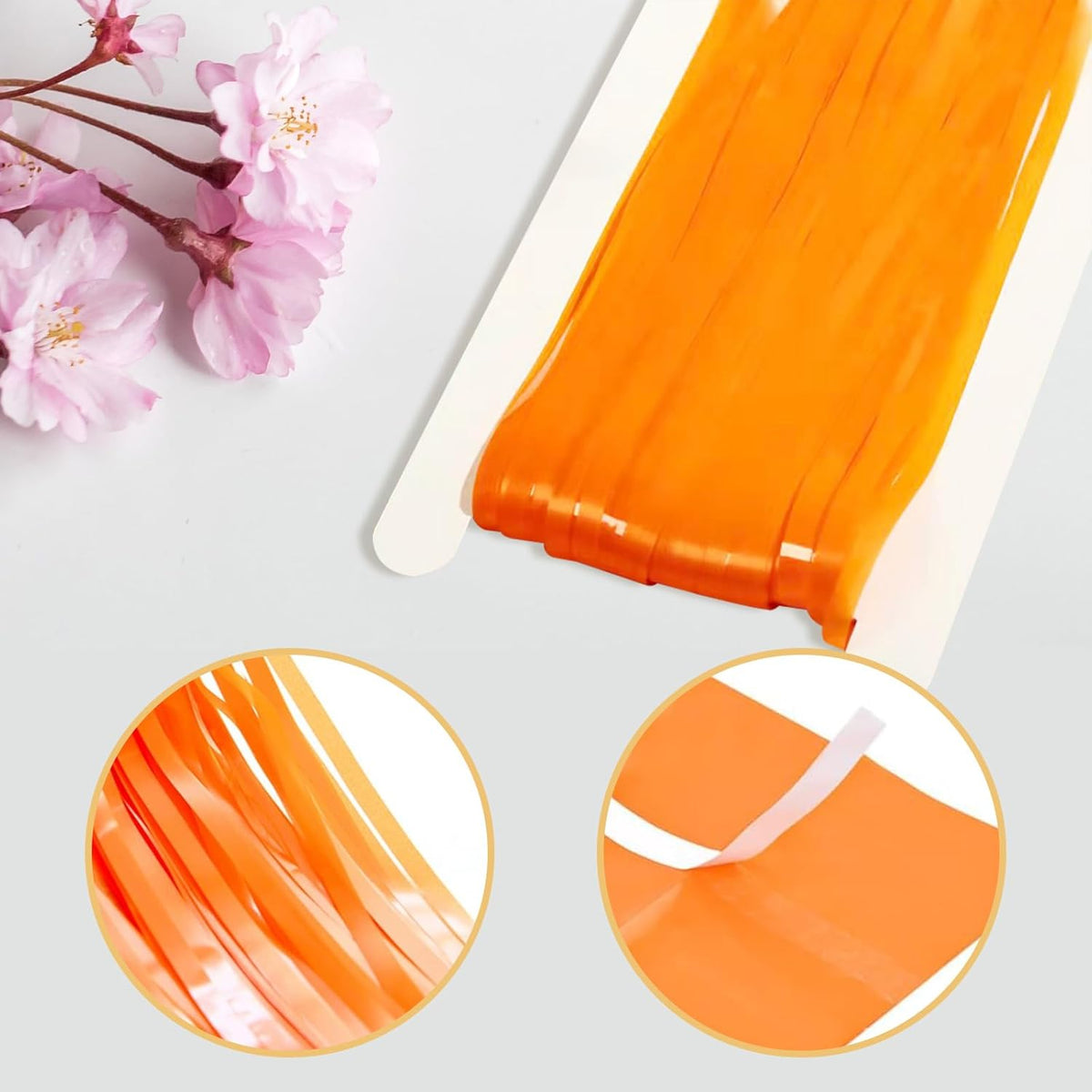 10 Pack Orange Foil Curtain Backdrop 3.2ft x 8.2ft Macaron Tinsel Foil Fringe Curtains Streamer