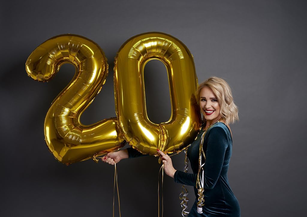 Gold Jumbo Helium Number Balloon 40 Inch, Giant Foil Golden Number 0 Birthday Balloons, Large