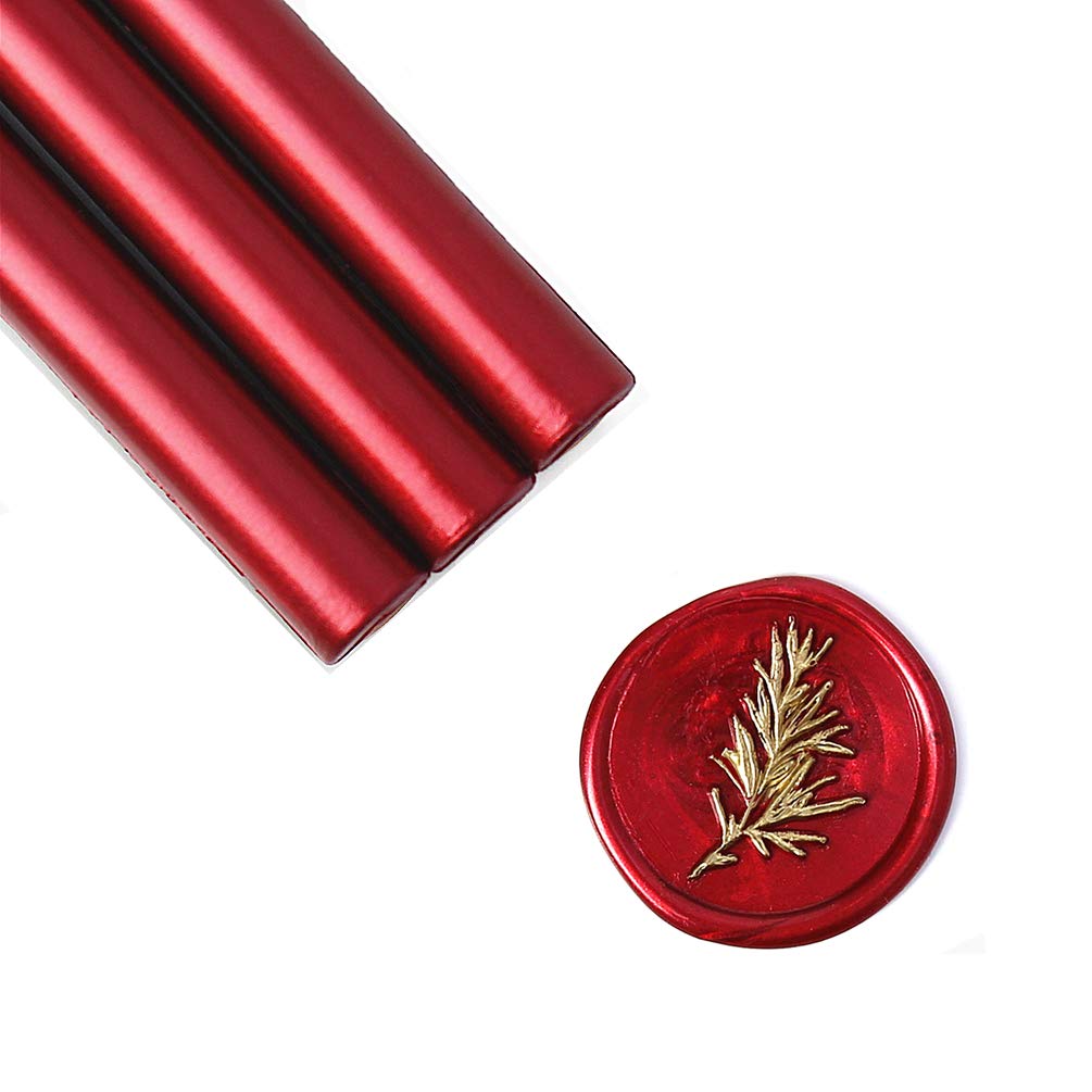 UNIQOOO Mailable Glue Gun Sealing Wax Sticks for Wax Seal Stamp - Metallic Burgundy Wine Red, For