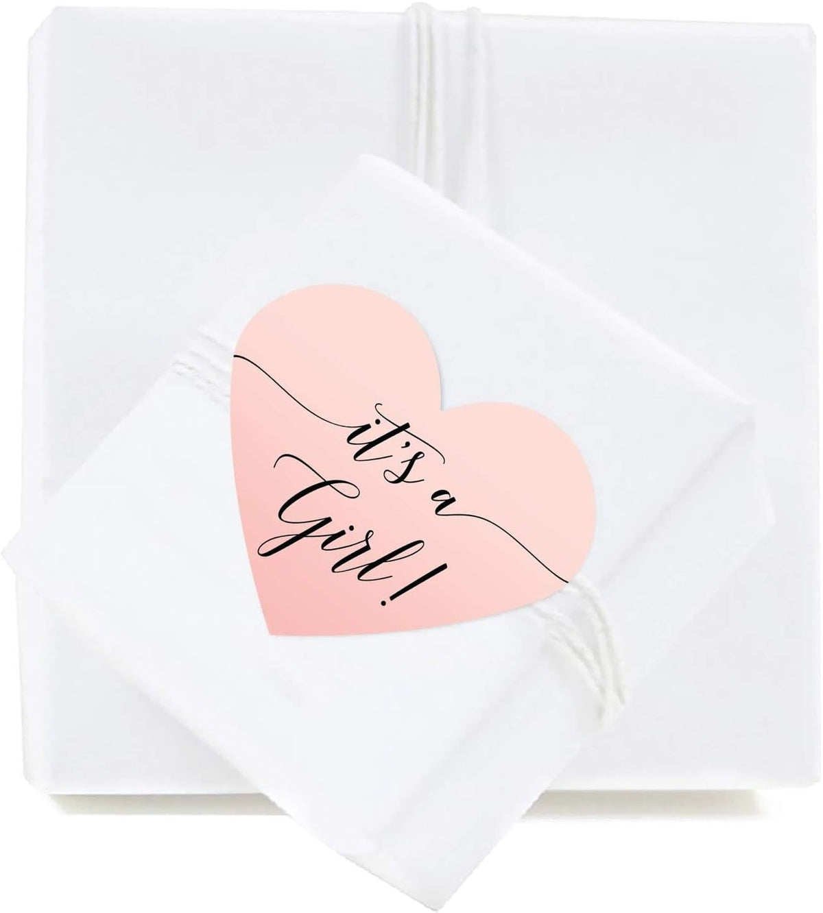 Andaz Press Blush Pink Rose Elegant Party Baby Shower Collection, Heart Label Stickers, It's a