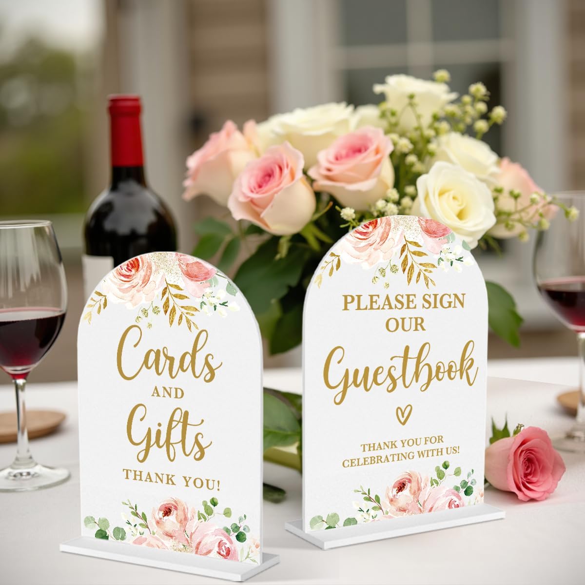 2 Pcs Acrylic Wedding Signs for Reception, Bridal Shower Decorations, Cards and Gifts Signs, Guest