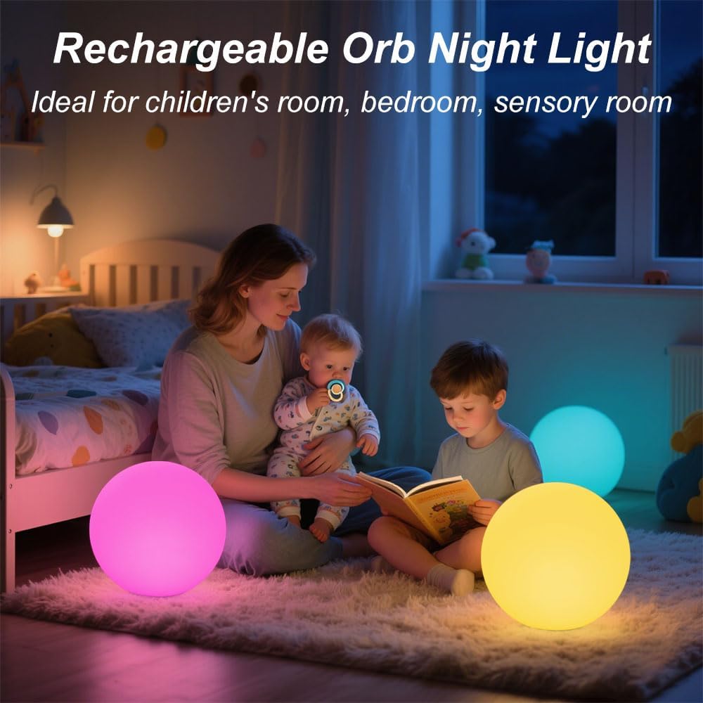 12-inch LED Glowing Ball Light w/Remote, LED Globe Orb Night Light Mood Lamp for Kid Adult