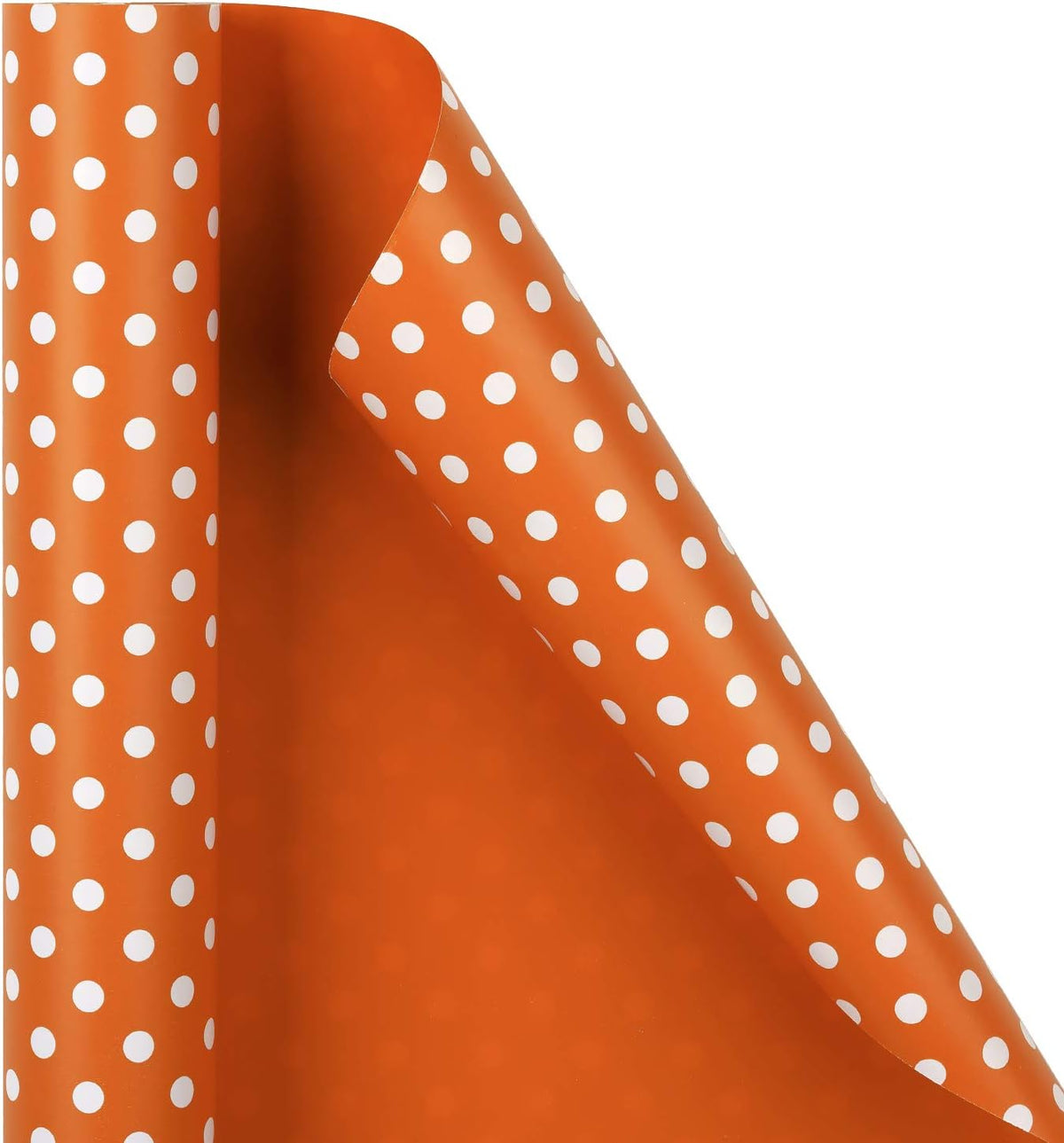 WRAPAHOLIC Reversible Wrapping Paper - Mini Roll - 17 Inch X 33 Feet - Orange and Polka Dot Design