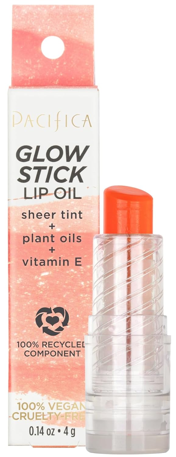 Pacifica Lipstick Oil – Glow Stick Lip Tint Oil - Hydrating Tinted Lip Balm with Vitamin E for