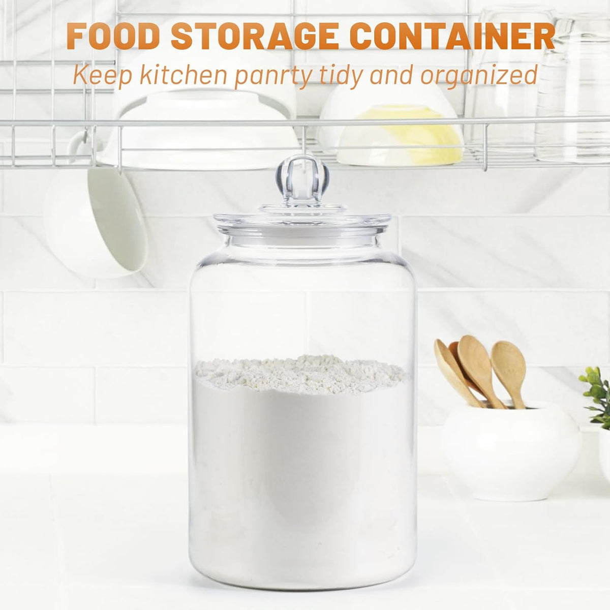 2 Pack 1 Gallon Plastic Cookie Jars, Unbreakable Apothecary Jars with Airtight Lids, Food Storage