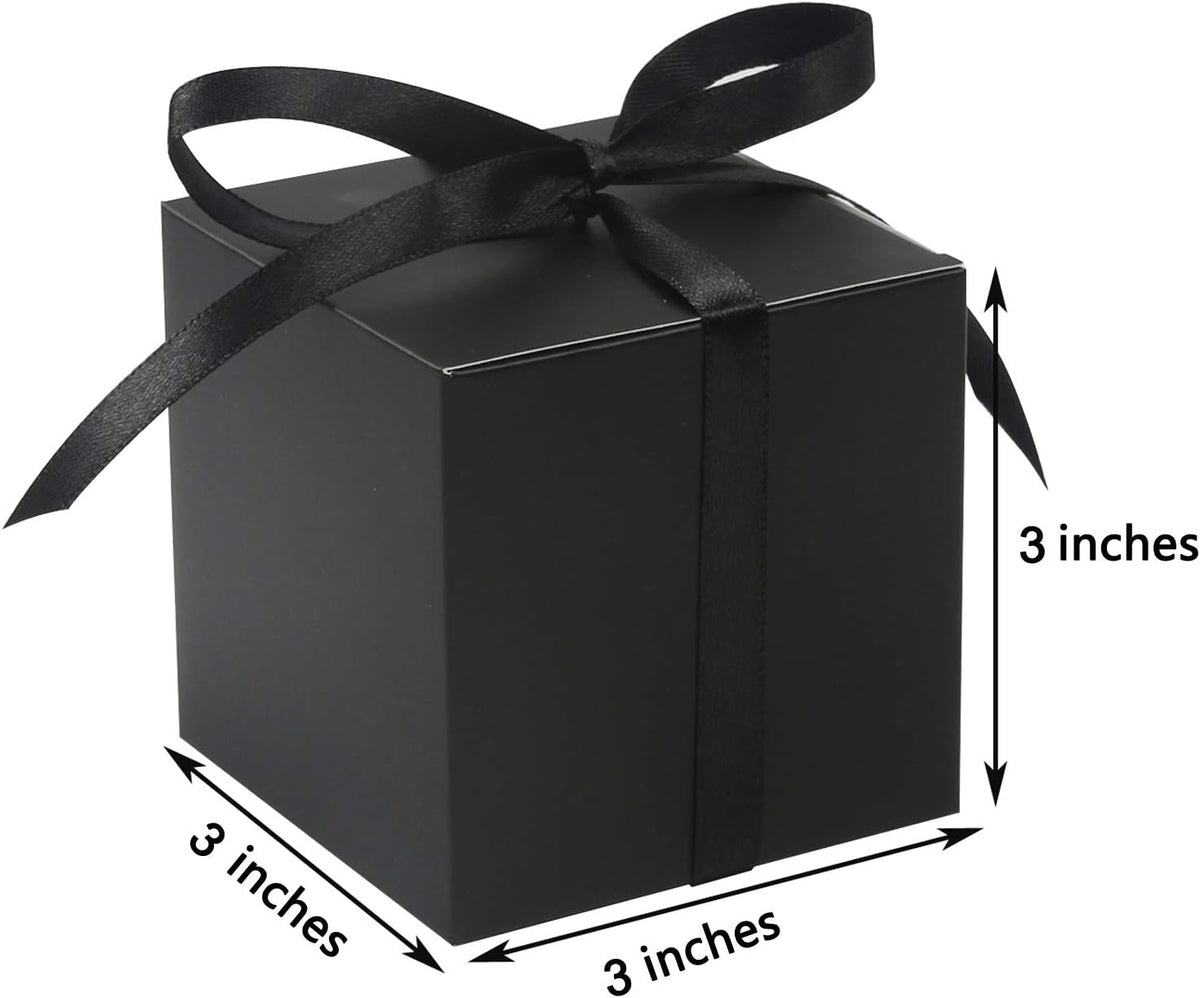 COTOPHER 100pcs Wedding Favor Boxes, Paper Gift Boxes 3x3x3 Inches Small Gift Boxes with Ribbons