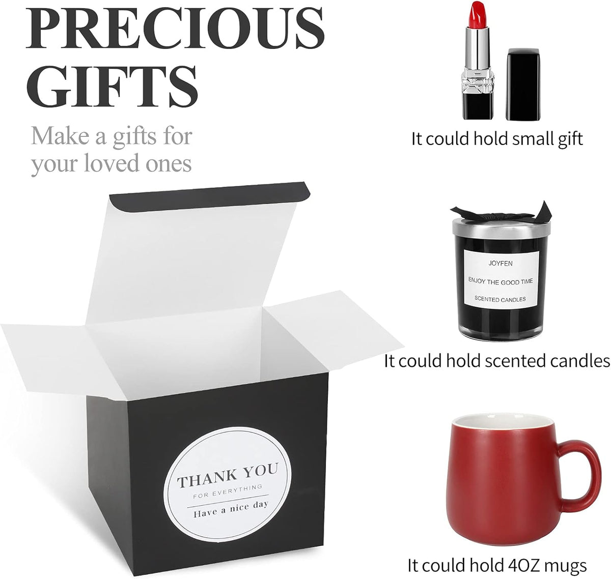 COTOPHER Small Gift Boxes 60 Pack 4x4x4 inches Black Gift Boxes with Lids for Gifts, Crafting