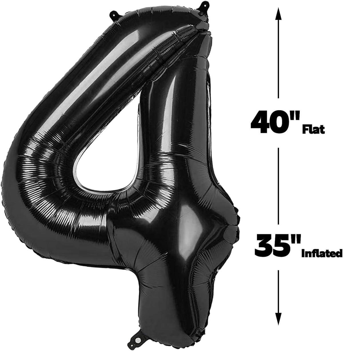 40 Inch Black Large Number 4 Birthday Balloon, Giant Numbers Four 14 24 34 40 44 Balloons, Foil