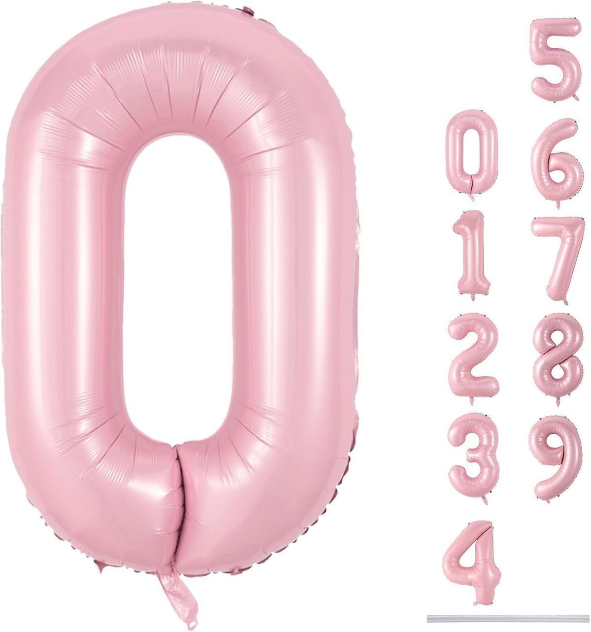 40" Balloon Number 0 Pastel Pink, Large Foil Pink Number Balloons Set 0-9 for Girls, Light Pink 0