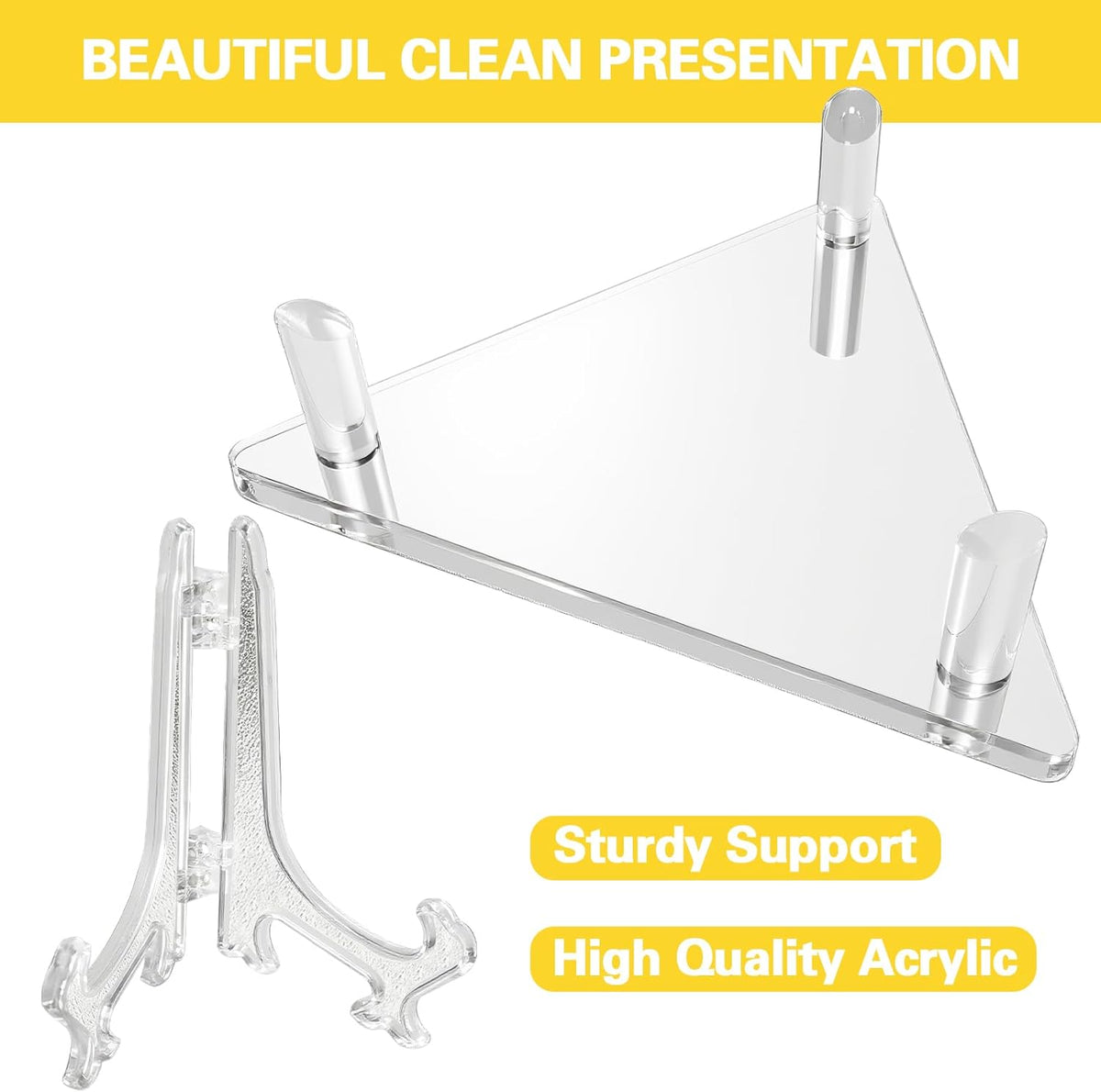 Ball Display Stand with Card Display Stand, Transparent Acrylic Sleek Holder for Different Size
