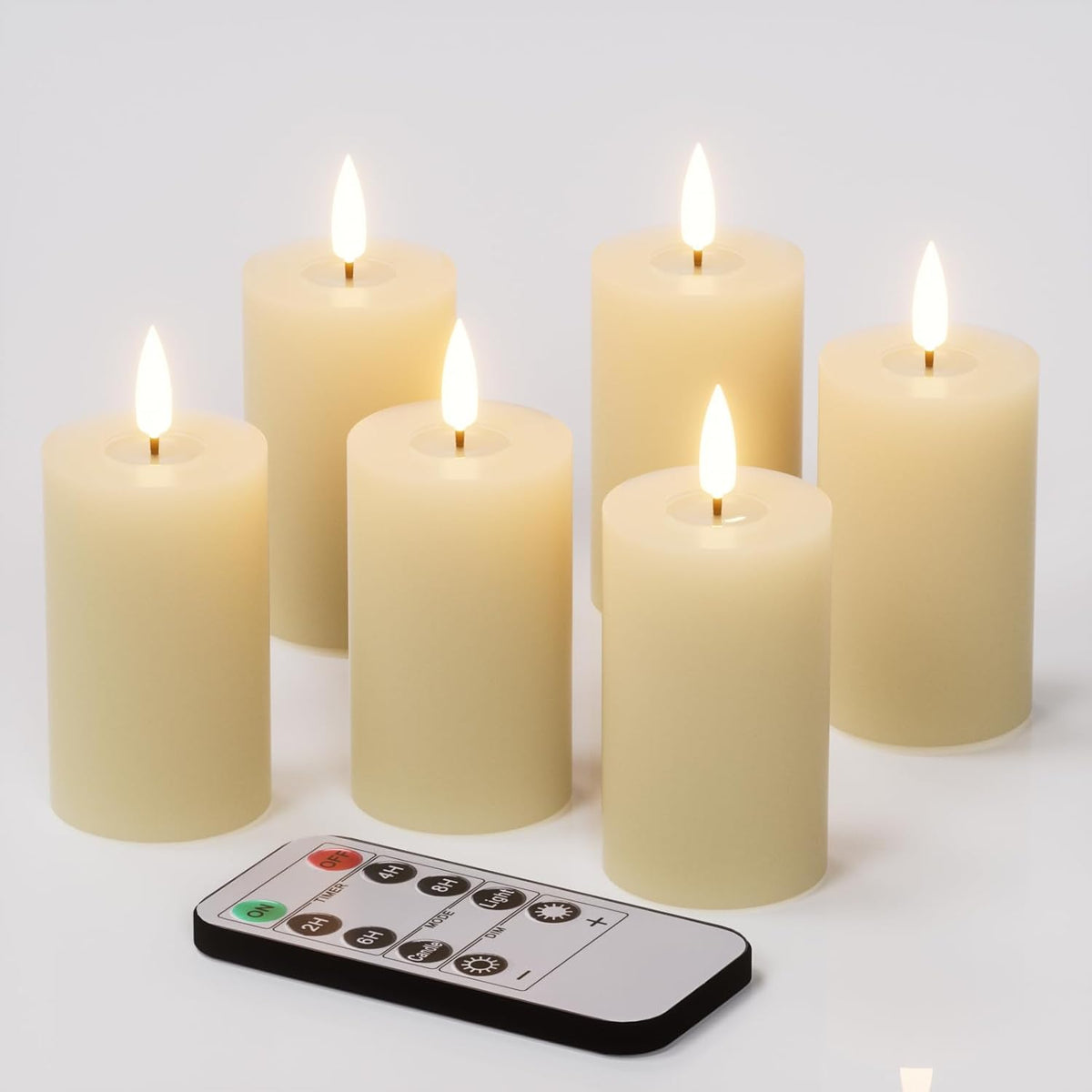 Flameless Candles with Remote Timer, 6 PCS Real Wax LED Votive Battery Operated Candles with 3D