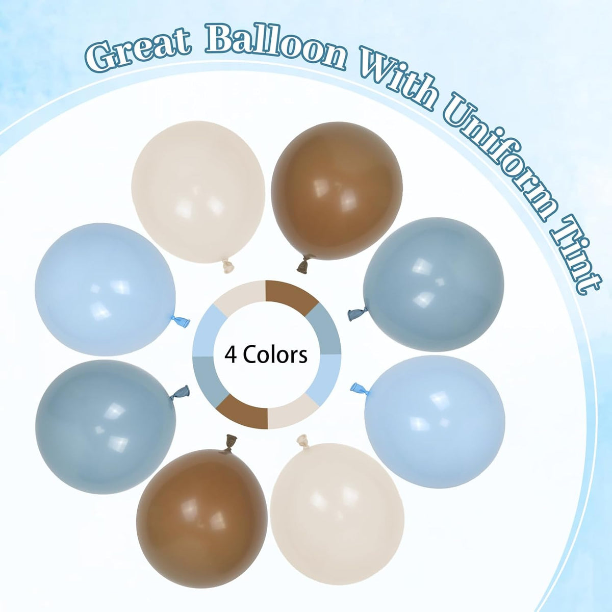60pcs Blue and Brown Balloons 12inch with Brown Dusty Pastel Blue Sand White Balloons for One Sweet
