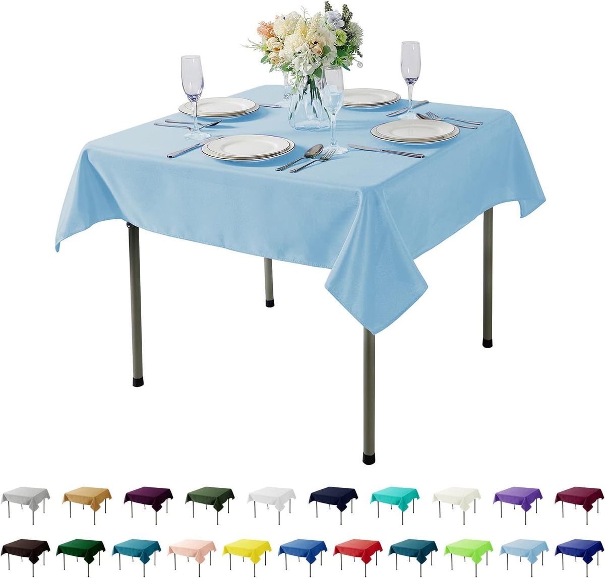 Cupuamon Square Tablecloth 70x70 inch Washable Polyester Fabric Table Cloth for Wedding Party