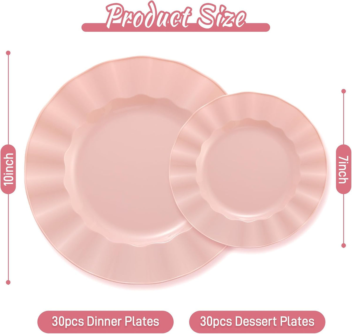 60Pcs Premium Pink Plastic Plates, Fancy Nice Disposable Plate, Elegant Wedding Plates Set include